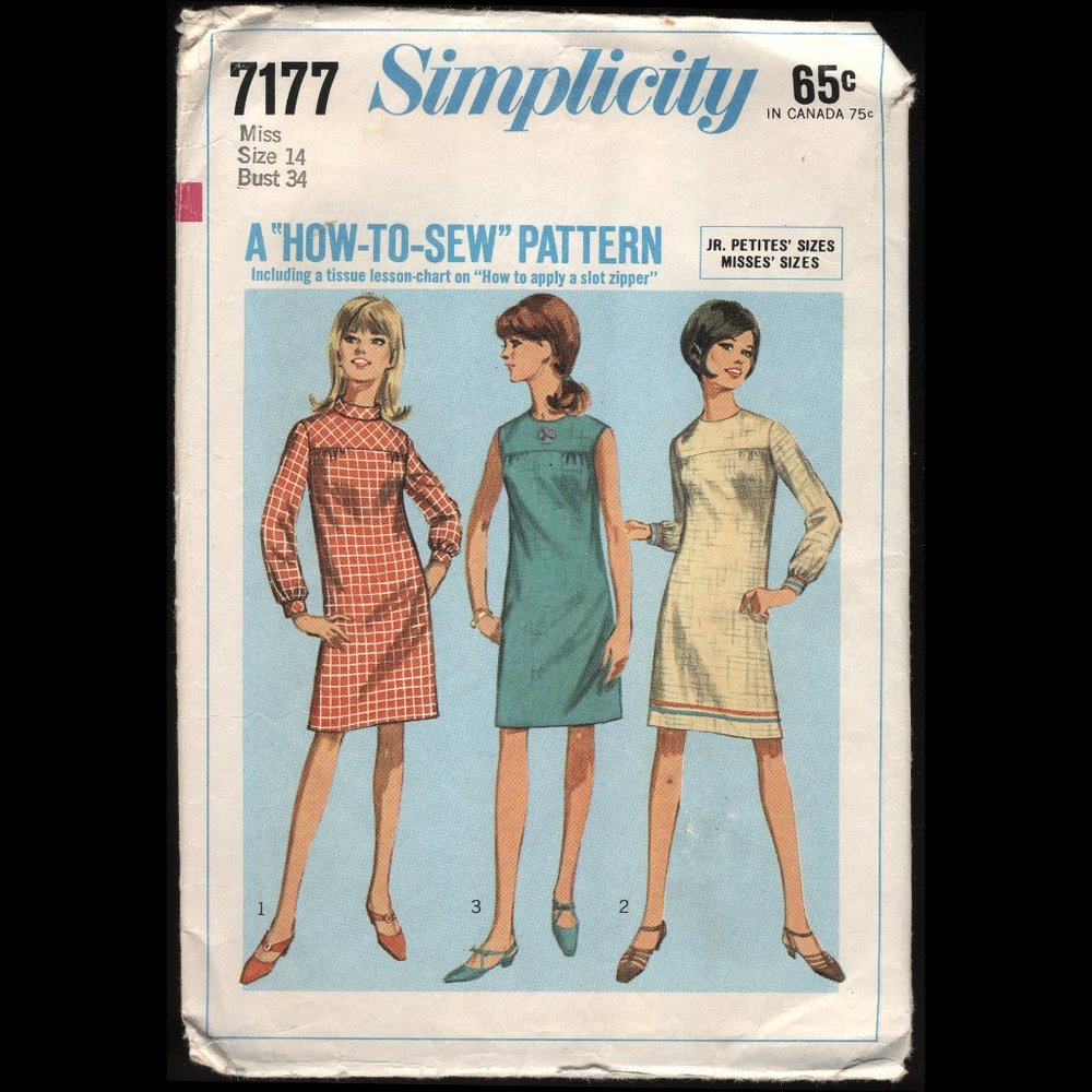 1960s Shift Dress Sewing Pattern - Simplicity 7177
